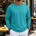 thumbnail image 3 of WULMLEO Mens Shirts Basic Long Sleeve Crew Neck Loose Fit Basic Layering Top 2026 Soft Breathable Ribbed Neckline Tees Casual Comfy T-shirts Turquoise XL, 3 of 10