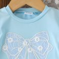 thumbnail image 4 of Karoyedx Girls' Pant Sets Teen Girl Clothes Bow Graphic Short Sleeve T-Shirt Top+Wide Leg Pants 2 Piece Outfit Set Blue Size,2-3 Years, 4 of 8
