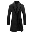 thumbnail image 2 of ClodeEU Long Wool Coats for Women ,Notched Lapel Single Breasted Long Jacket,Winter Casual Trench Coat Outerwear Black,Womens Plus XL, 2 of 7