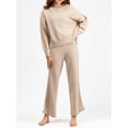 thumbnail image 2 of Faithtur Ensemble Décontracté pour Femmes, Chandail d'Hiver Uni à Col Rond et Pantalon à Jambe Grand, Tenues d'Hiver 2 Pcs, 2 of 9