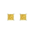 thumbnail image 3 of Clara Pucci 1Ct Natural Citrine Princess Cut VVS1 Screw Back Stud 14k Solid hypoallergenic Gold Designer Earrings For November, 3 of 7