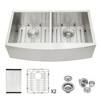 Rainlex 36"x20"x9",Farmhouse Apron Double Bowl Stainless Steel Kitchen Sink,Include 5 Accessories