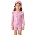 thumbnail image 2 of Girl Rash Guard Swimwear Sun Protection Long Sleeve Striped Ruffle Athletic Bathing Suits 12-24 Months, 2 of 4