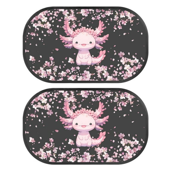 Yuyamidu Cherry Blossom Rear Window Sun Shade for Car Baby 2 Pack Axolotl Sun Shade Blocker Breathable Car Rear Side Window Shade Sunshade for SUV Van Baby Auto Accessories for Back Seat