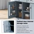 thumbnail image 5 of 53.1" Kitchen Island Cart with Large Tabletop and Locking Wheels, Kitchen Trolley Cart with 4 Doors Cabinet & 2 Storage Drawers, Spice Rack & Towel Rack, Rolling Kitchen Island Cart, Grey Blue, 5 of 6