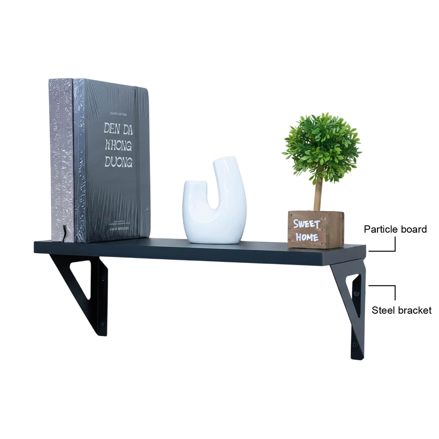 Hyper Tough 6 in. x 15 3/4 in. Modern Black Laminated Wood Shelf Kit