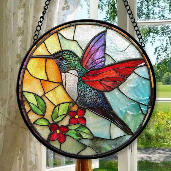 Ornament Window Hanging, Hummingbird Gifts Sun Catchers Diamond Glass Panel Hangings Birds Suncatcher Decor for Birthday for Women, Men, Wife, Aunt, and Mom, 2025, Holiday