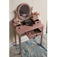 thumbnail image 2 of Roundhill Furniture Moniys Wood Makeup Vanity Table and Stool Set in Rose Gold, 2 of 5