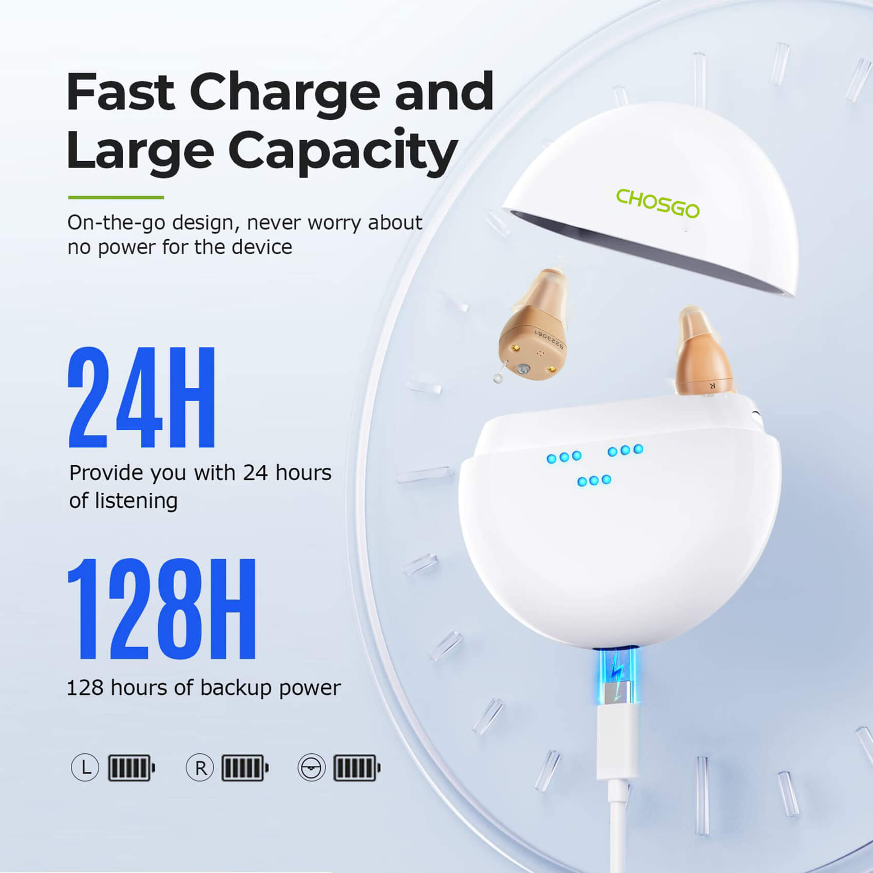 Chosgo K419 Rechargeable CIC Hearing Aids for Seniors with Noise Cancelling, Digital Hearing Amplifiers with 12-Channel, Mini Personal Sound Amplifier for Ear with Portable Charging Case(Beige)