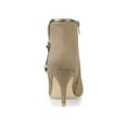 thumbnail image 2 of BLISSFUL STEP Women's Bow Pointed Toe Stiletto Heel Ankle Boots Beige (Size 10), 2 of 8