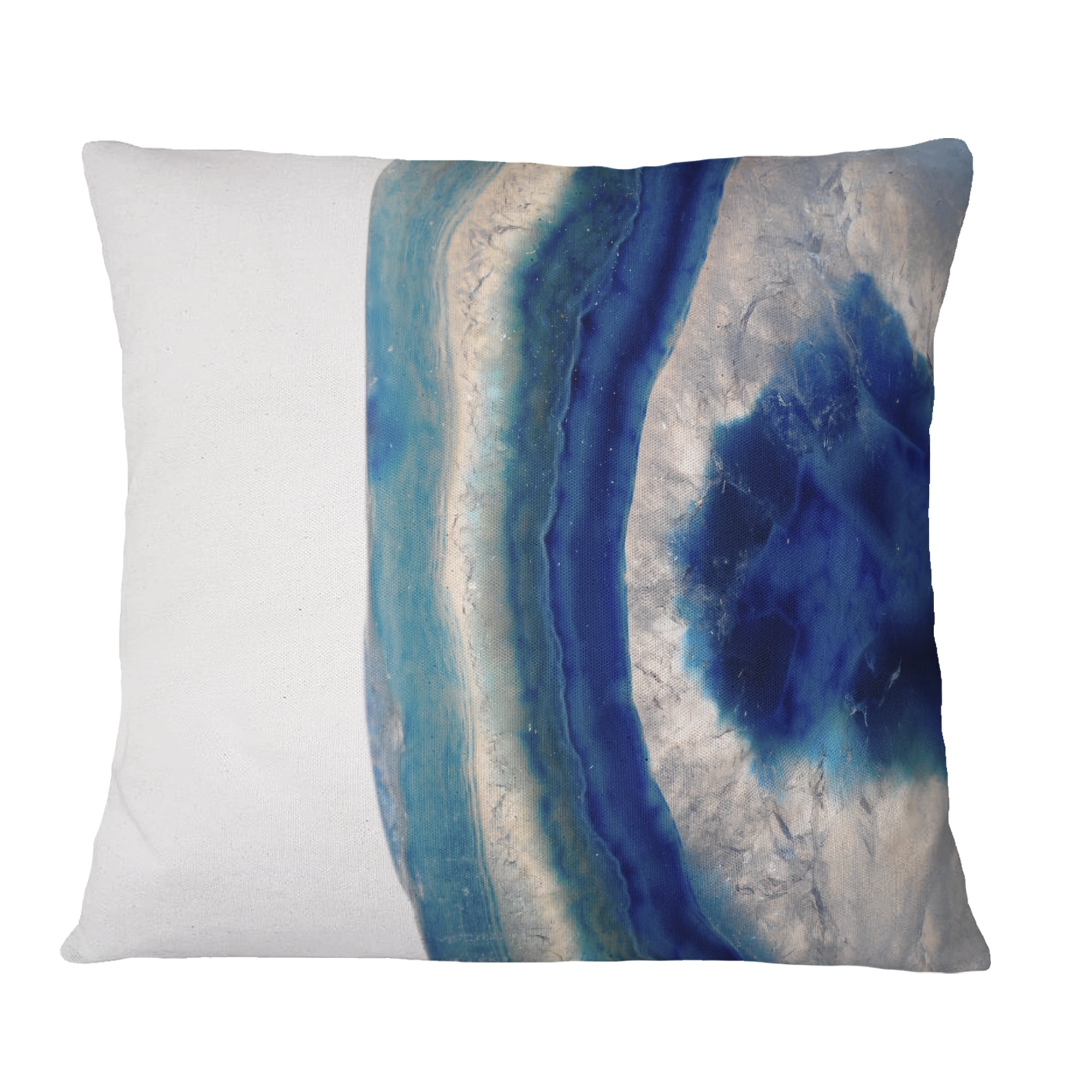 Designart Macro of Blue Agate Stone - Abstract Throw Pillow - 18x18