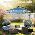 thumbnail image 3 of 116In Cantilever Patio Umbrella Solar LED Lake Blue UPF30+ Polyester Shade Adjustable Crank Lift Cross Base Sandbag 99Lbs Fillable Outdoor Pool Deck Protective Cover 8 Ribs Steel Pole Easy Assembly, 3 of 7