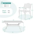 thumbnail image 3 of MEETWARM 7 Piece Outdoor Patio Dining Set for 6 Seater Dining Table Set, All-Weather Cast Aluminum Patio Conversation Set for Garden with 6 Chairs, 1 Rectangular Table, 2" Umbrella Hole, White, 3 of 7