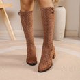 thumbnail image 2 of Polka Stretch Heel Knee High Boots Round Toe Mid Calf Long Footwear, 2 of 9