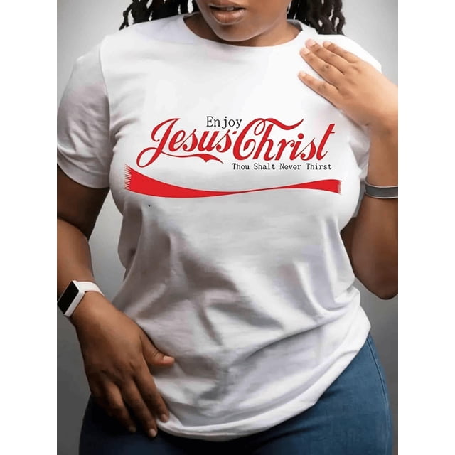 Camiseta de verano de manga corta con estampado frontal para mujer, cómoda, transpirable, estilo deportivo informal, cristiana, para adultos, hombres, mujeres, adolescentes, jóvenes.