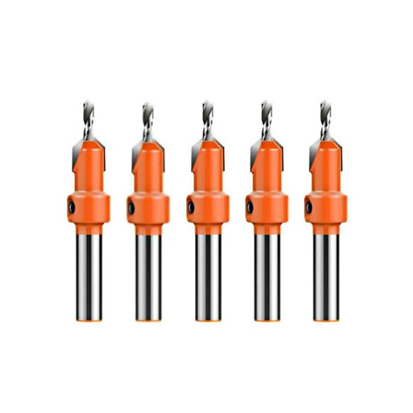 5pcs Woodworking Countersink Drill Bit Set 8mm Round Shank Alloy Bit for Wood Milling Cutter Making 2.8-4mm Screw Hole