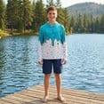 thumbnail image 3 of Lanbubble Boys Rash Guard Shirts Long Sleeve Quick Dry Beach Swim Hooded with Thumb Hole 7-14Years, 3 of 8