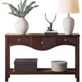 thumbnail image 2 of LKTART 52" Fluted Console Table, Retro Entryway Sofa Table with 3 Drawers & Solid Wood Legs, Storage Table with Open Shelf for Living Room Hallway Foyer，Espresso, 2 of 9
