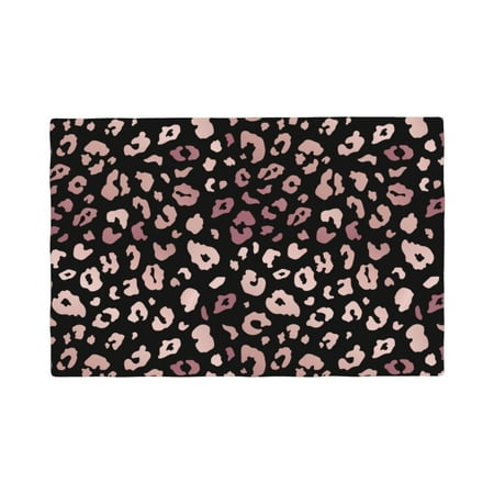 

Placemats Set of 4 Trendy shiny rose gold leopard Heat Resistant Non - Slip Place mats Waterproof table mat for Kitchen Dining-4片装