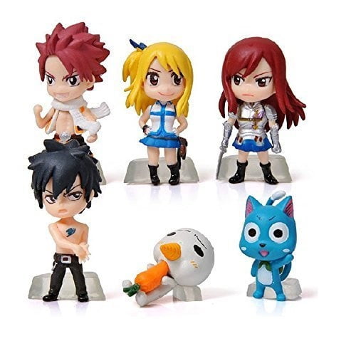 Anime Fairy Tail Lucy Natsu Gray Elza Happy Miniature Action Figures Toys 6pcs Set Walmart Com
