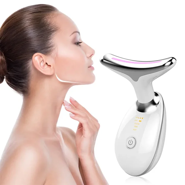 Masajeador facial de cuello para el cuidado de la piel Masajeador electrico de elevacion del cuello de la cara con modos de calor y masaje para