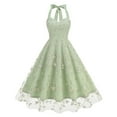 thumbnail image 2 of Ayolanni V-Neck Sun Dresses for Women Green Knee-Length Embroidery Ball Gown Sleeveless Dresses Girls Holiday Dresses M, 2 of 9
