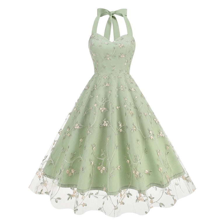 Ayolanni Women Dresses Knee-Length V-Neck Green Embroidery Sleeveless Ball Gown  Dresses Junior Dresses for Teen Girls S - Walmart.com