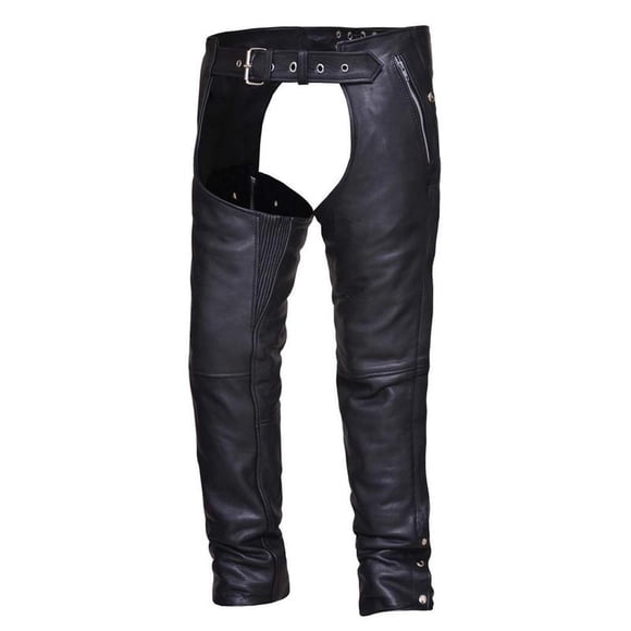 Ultra Unisex Naked Leather 4-Pocket Motorcycle Chaps,Black,Size - Small