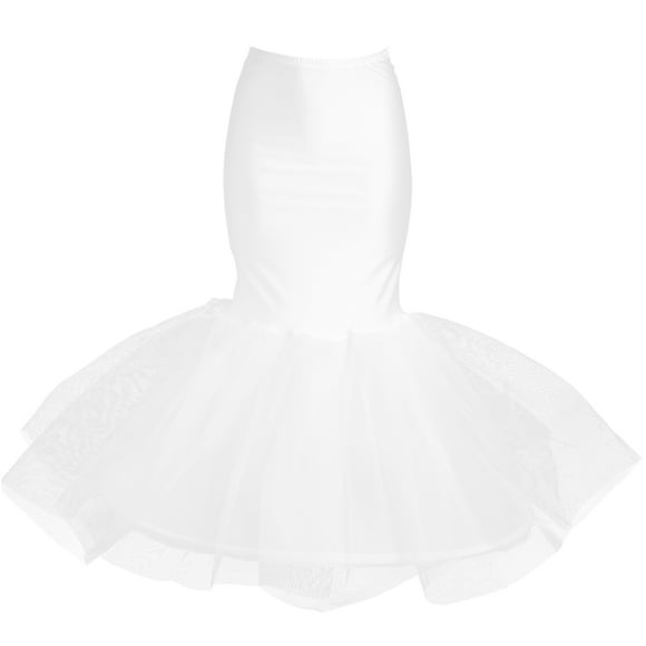 Vestido de novia de sirena con cola de pez blanca, enaguas de novia (blanco, talla única)