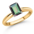 thumbnail image 2 of Gem Stone King 1.00 Ct Octagon Green Mystic Topaz 10K Yellow and White Gold Solitaire Engagement Ring (Size 7), 2 of 4