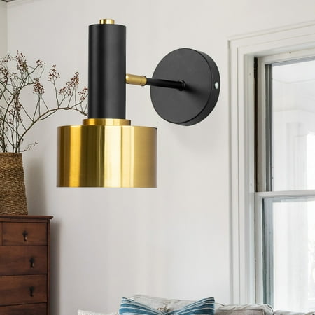 

Briignite 1-Light Black and Gold Vintage Iron Bedside Wall Sconce for Bedroom Living Room Nordic Modern Wall Mounted Reading Light Fixture