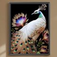 thumbnail image 2 of Kit de pintura de diamante redondo completo DIY 5D pavo real blanco decoración del hogar 30x40cm, 2 of 9