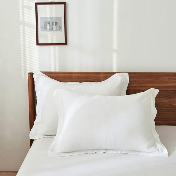 Fundas de almohada King Linens 100% lino francés de 50 cm x 90 cm, color blanco