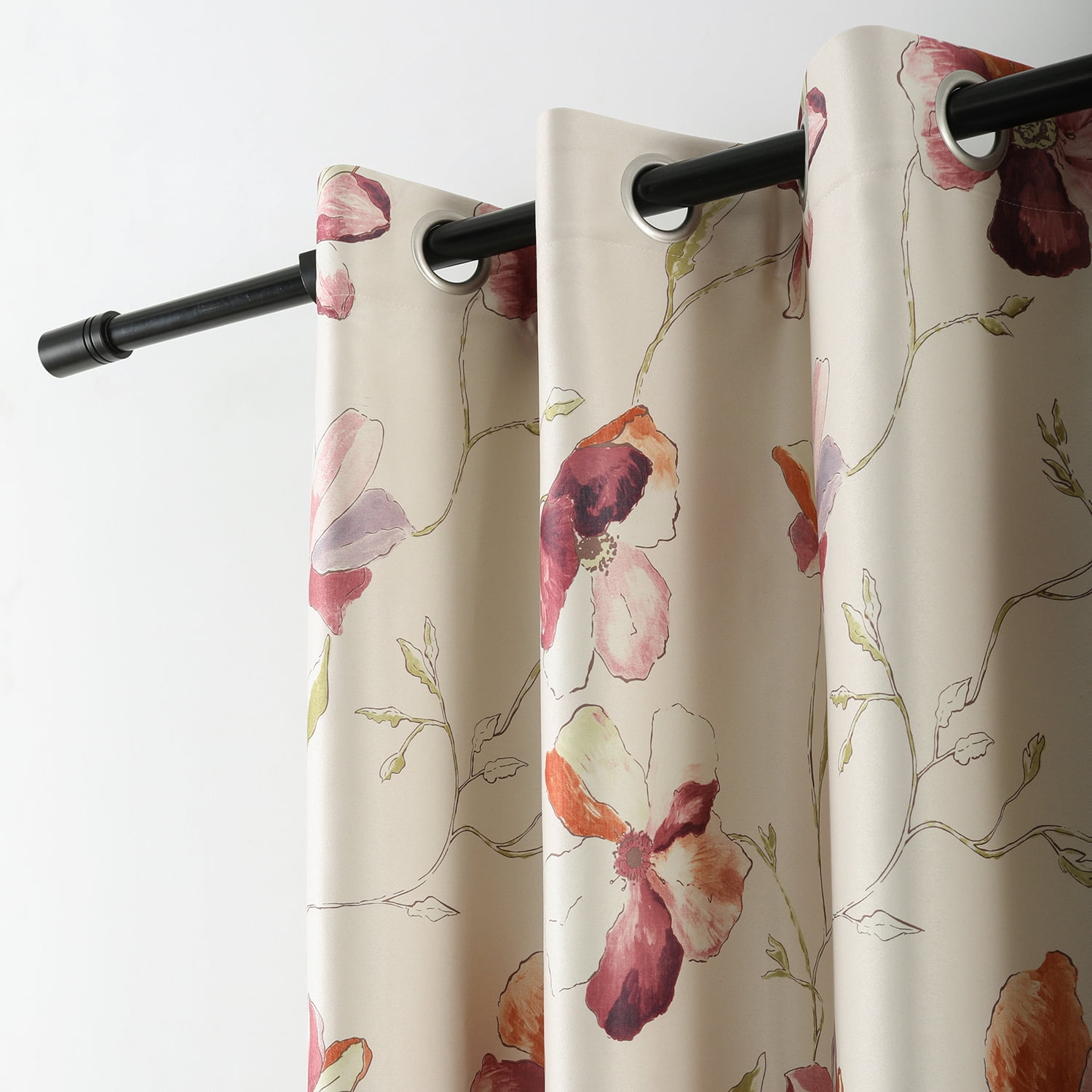 VOGOL Blackout Curtains, Floral Blossoming Window Curtain Grommet Room Darkening Curtain Panels Drapes for Bedroom Dining Room Hotel Hom Office, 52x96, 2 Panels, Purple