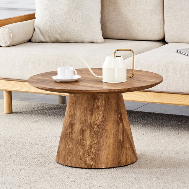 Noble House 23.6" Round Coffee Table,Minimalist Design,Wood