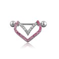 thumbnail image 1 of Joyería piercing del anillo del pezón de la decoración del diamante artificial de la forma del corazón de la moda (rosa blanco), 1 of 3