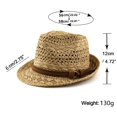 thumbnail image 3 of oqasdz Women Woven Straw Fedora Hat Hollow Breathable Wide Brim Sun Hat Leather Band with Buckle Decor Summer Beach Vacation Outdoor Headwear, 3 of 7