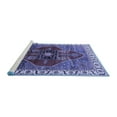 thumbnail image 2 of Ahgly Company Machine Washable Indoor Square Oriental Blue Industrial Area Rugs, 7' Square, 2 of 4