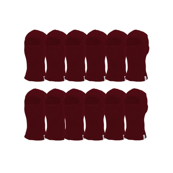 Top Headwear 12 Pack Face Ski Mask 1 Hole Balaclava, Maroon