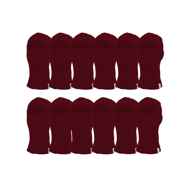 TopHeadwear 12 Pack Face Ski Mask 1 Hole Balaclava, Maroon