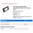 thumbnail image 2 of Front License Plate Bracket - Compatible with 2012 - 2015 Toyota Prius 2013 2014, 2 of 2