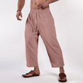 thumbnail image 2 of VBARHMQRT Flare Sweatpants Men's Large Size Breathable Large Pocket Lace up Solid Color Cropped Pants, 2 of 5