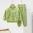 thumbnail image 4 of Pyjama en Polyester pour Enfants 2 Pcs/ensemble Ensemble de Pyjama pour Enfants Automne Hiver Couleur Unie Rabbit Col Rond Épais Chaud Garçons Filles sous-Vêtements Thermiques Haut à Manches Longues Pantalon, 4 of 8