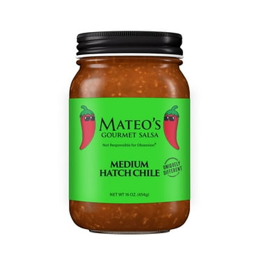 Mateo's Hatch Chile Salsa, Medium Heat, 16 oz Glass Jar