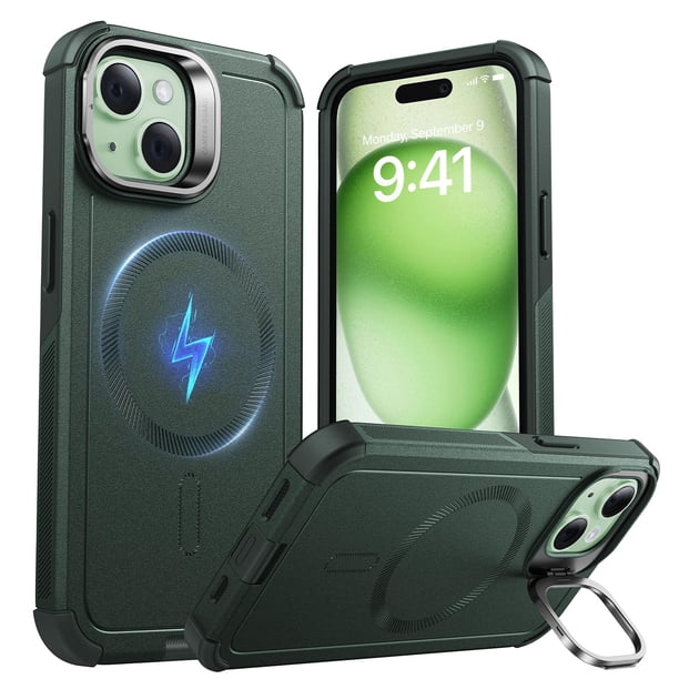 Funda ESR para iPhone 15 con soporte de 7 m, protección contra caídas, color verde