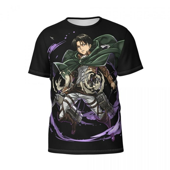 Attack On Titan Levi Ackerman Anime 3d Graphic Mens Womens Short Sleeve Crew T-Shirt