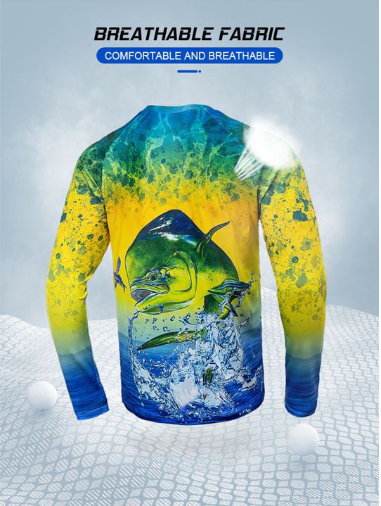 Mahi Mahi Men's Fishing T-Shirt Long Sleeves XL - Saltloony UPF 50