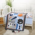 thumbnail image 1 of Sweet Baba Soft Cotton Blue Crib Bedding Set for Baby Boys,All-Star MVP 3 PC Crib Set, 1 of 7