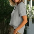 thumbnail image 5 of ClodeEU Women's Linen Blend V Neck Short Sleeve T-Shirt,Solid Color Casual Top Gray,Womens Plus L, 5 of 7