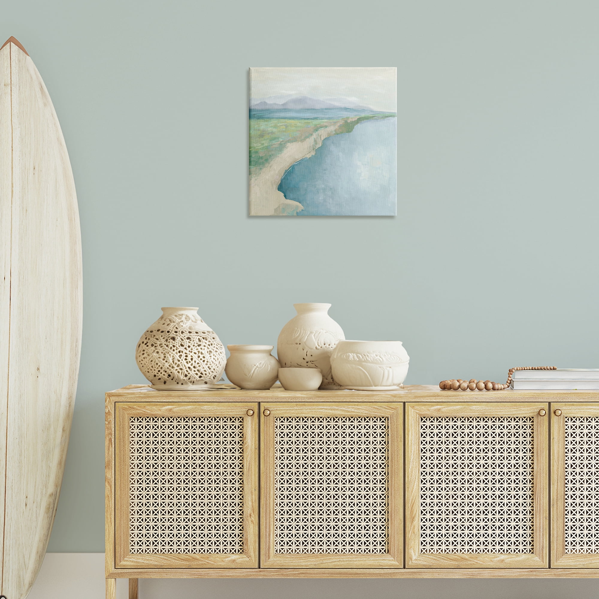 Stupell Industries Curving Shoreline Landscape Nautical & Beach Painting Wrapped Canvas Art Print Wall Art, 24 x 24